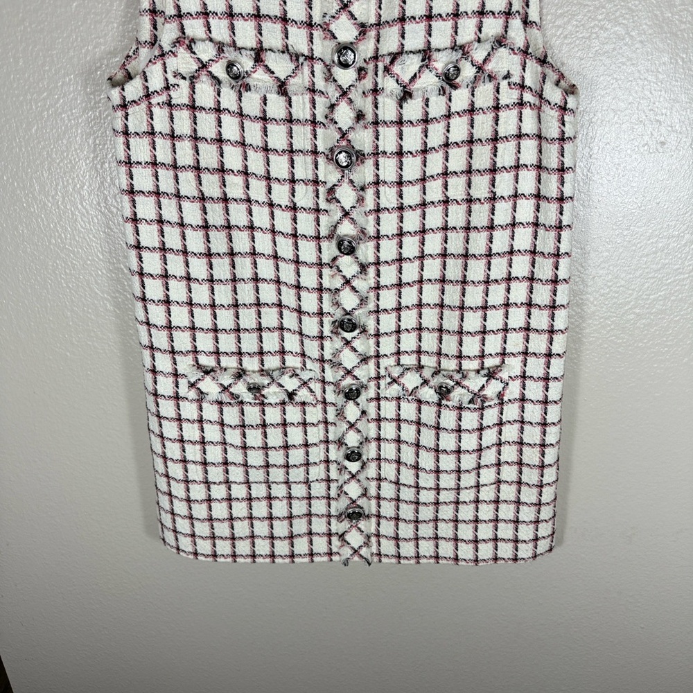 Veronica Beard White Tweed Mini Plaid Laurel Sleeveless Dress - Picture 7 of 10